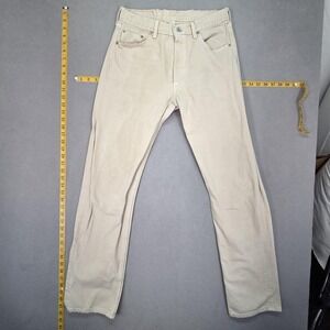 Vintage Levis 501 Jeans Mens Beige‎ Button Fly USA 90s Repaired Fits 28x31